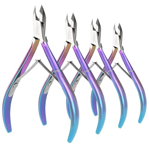 4 Packs Upgraded Cuticle Trimmer kit, Rainbow Color | Upgraded Blades and Springs, Sharp and Labor-saving Dead Skin Clipper Tool for Women and Men - color: Rainbow Color