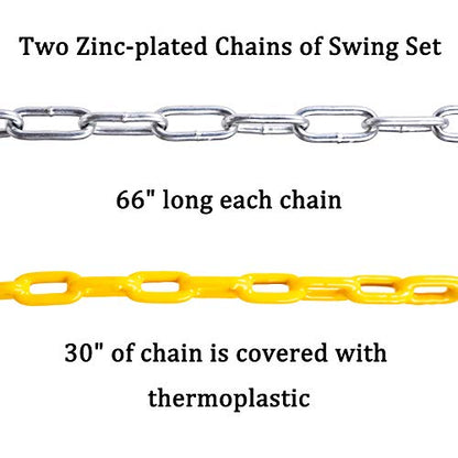 Sunnyglade Swings Seats Replacement with 66" Chain Swing Accessories Green | Replacement Swings for Outdoor Swing Set Heavy Duty Accessorie with Snap Hooks and Hanging Strap Support 440Lb