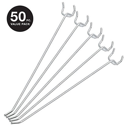 Neiko 53104A 8” Pegboard Hook Organizer Kit, 50 Pack, Hanging Hooks Set for Garage Organization, Great for Wall Hanging and Shelving, Tool Storage, Craft Organizing - size: 8" Pegboard Hooks