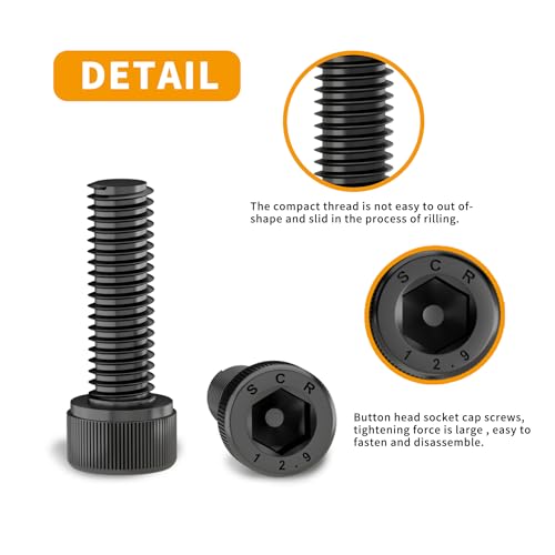 M6 x 30mm 35mm 40mm 45mm 50mm Hex Socket Head Cap Screws Bolts, 12.9 Grade Alloy Steel, Black Oxide Finish, Fully Threaded, Metric Allen Hex Drive, Assortment Kit 50Pcs - size: Hex Socket Head M6x30, 35, 40, 45, 50mm(50pcs)