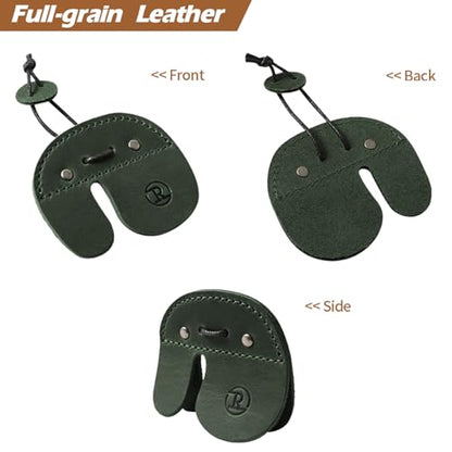 Ringsun Leather Archery Finger Tabs,Handmade Archery Finger Guard for Shooting Practice Gear, Recurve Bow Fingers Tab - color: Green