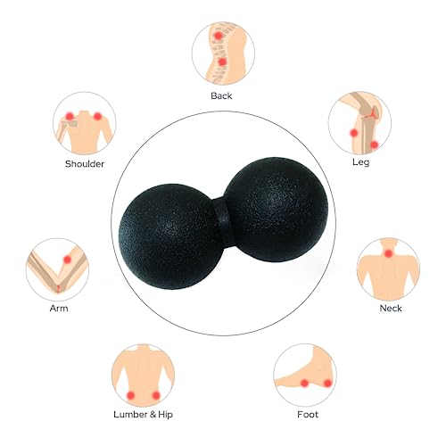 Hard Peanut Massage Ball, Double Lacrosse Massage Ball. Deep Tissue Massage Roller Mobility Ball for Physical Therapy Myofascial Release Muscle Relaxer Acupoint Massage (Black) | Mobility Massager Tool for Deep Tissue Physical Therapy Myofascial Release T