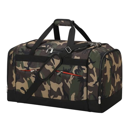 24 inch Large Gym Bag for Men - 65L Hard Bottom Duffle Bag with Shoes Compartment for Sport/Travel - Camo - color: Camouflage