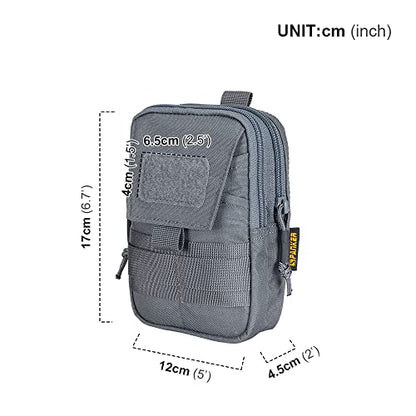 EXCELLENT ELITE SPANKER Tactical Molle EDC Pouch with Cellphone Pouch | Molle admin pouch,molle utility pouch,tool pouch,Organizer Nylon Belt Waist Bag - color: Grey