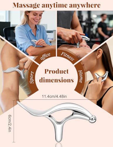 ideayard Stainless Steel Massage Tool for Trigger Point & Deep Tissue, Professional Gua Sha Scraper, Muscle Scraper for Neck, Back, Full Body Pain Relief, Thumb Saver Acupressure Tool