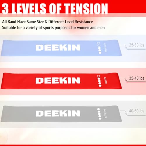 Deekin 20 Pcs Resistance Bands Resistance Loop Exercise Bands Exercise Equipment Elastic Drap Ring for Women and Men Home Fitness, Gym, Yoga - color: Red, size: 35-40 lbs