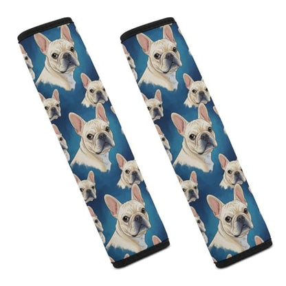 2 Piece White French Bulldog Car Seat Belt Pad Breathable Seat Belt Cushion for Child, Stroller Pushchair High Chair, Easy Install (No Tool) - color: Pattern 759