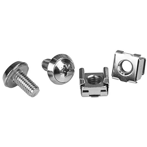 StarTech 100-Pack M6 12mm Screws & Cage Nuts Kit with Tool, Nickel-Plated | Hardware mounting kit for 19in and 10in server racks, Cabinets, Enclosures, GSA Schedule - color: Silver, size: 100-pack, style: Screw & Cage Nut