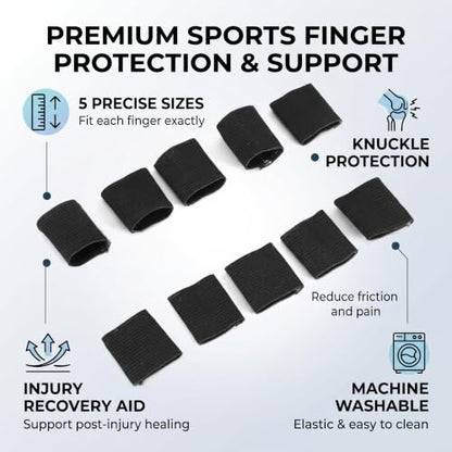 Zerone 10Pcs Finger Protector Sleeve, Elastic Nylon Support Wraps Basketball Sports Aid Finger Sleeves for Joint Protection