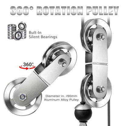 Swivel Dual Pulleys 360°Rotation Roller Reinforced double pulley Wheel for Home DIY Gym Pulley System Cable Machines fly machines Silent Bearing Swivel Groove Wheel Pull Down Attachment Weight Lifting - color: Silver