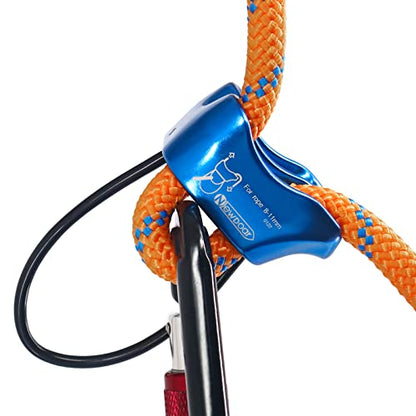 Climbing Abseiling Belay Device ATC Rappelling Descender 25KN V-grooved Equipment - color: Blue