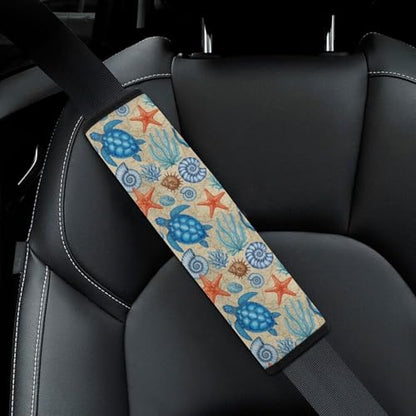 1 Pair Universal Soft and Comfortable Seat Belt Shoulder Pad for Kids, Stroller Pushchair High Chair, Blue Sea Turtle Tropical Turtles Shoulder Protector, Anti-Slip Pad - color: Pattern 81