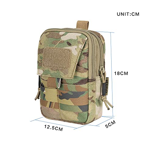 EXCELLENT ELITE SPANKER Tactical Molle EDC Pouch with Cellphone Pouch | Molle admin pouch,molle utility pouch,tool pouch,Organizer Nylon Belt Waist Bag - color: Multicam