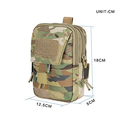 EXCELLENT ELITE SPANKER Tactical Molle EDC Pouch with Cellphone Pouch | Molle admin pouch,molle utility pouch,tool pouch,Organizer Nylon Belt Waist Bag - color: Multicam