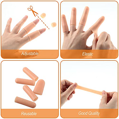 Nuanchu 50 Pcs Gel Finger Cots Silicone Finger Protectors Support Gel Cover Sleeves Gloves Caps, 40 Pieces Long, 10 Pieces Short(Beige)
