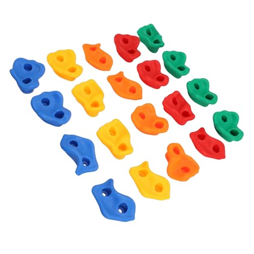 Rock Climbing Holds Set 20 Pieces PE Material Colorful Ergonomic Design - Kid Friendly Safe Grip Durable for Indoor Outdoor Wall Mounting