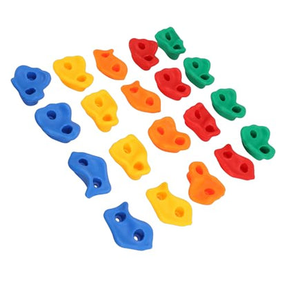 Rock Climbing Holds Set 20 Pieces PE Material Colorful Ergonomic Design - Kid Friendly Safe Grip Durable for Indoor Outdoor Wall Mounting