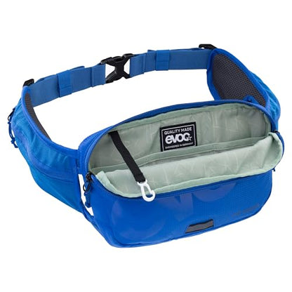 EVOC Hip Pouch Waist Bag, Bum Bag (Lightweight Belt Bag with Multiple Compartments, with Air Pad System, Individually Adjustable) - color: royal blue