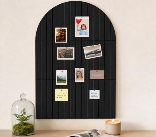 Large Arched Felt Bulletin Board 35" x 24",Cork Board Alternative - 6 Customized Felt Wall Tiles with Push Pins, Cork Boards for Walls Pin Board for Office & Home Panels - Black - color: Black