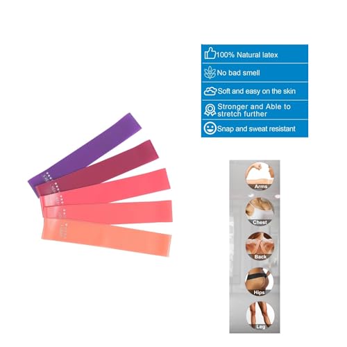 Cekaso Resistance Exercise Bands with 5 Resistance Levels for Strength Training and Physical Therapy, 5 vary - size: Pink Assorted