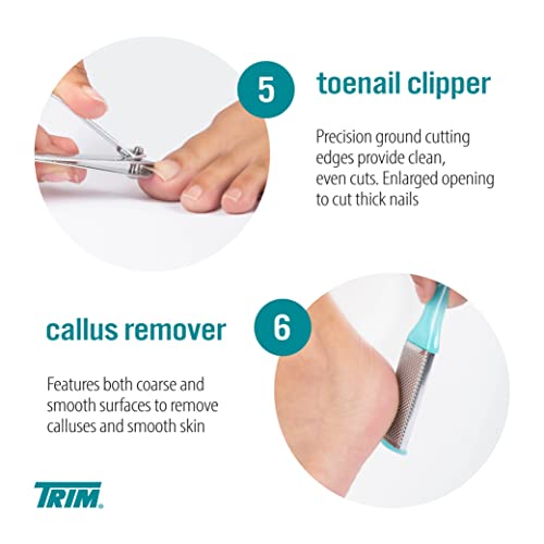 TRIM Professional 7-Piece Pedicure Kit Home Foot Care & Toenail Grooming | Professional 7-piece pedicure set for home foot care. Durable, travel-ready tools for smooth, perfectly groomed feet.
