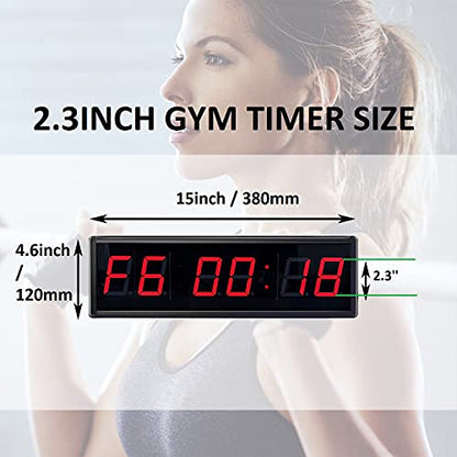 LED Digital Countdown Wall Clock Fitness Timer Stopwatch for Gym (2.3inch Digital High) - size: 2.3inch Digital High