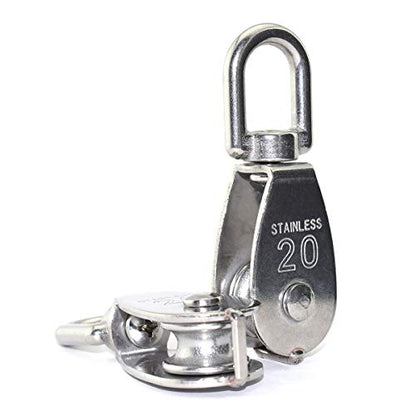 10 Pcs M20 Single Pulley, Stainless Steel Wire Rope Crane Pulley Block | M20 Lifting Crane Swivel Hook Single Pulley Block Hanging Wire Towing Wheel - style: 10 Pack M20 Single
