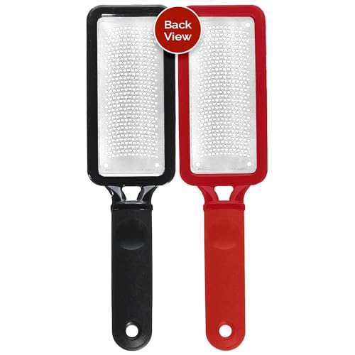Microplane Colossal Foot File, Red and Black - The Original Stainless-Steel Foot Scraper, Dead Skin/Callus Remover for Feet, Foot Scrubber, Pedicure Tools for Salon-Quality Foot Care (2 Piece Set) - style: Red & Black