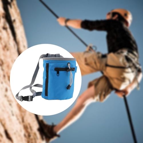 Chalk Bag for Rock Climbing Storage Pouch Practical Wear Resistant Waist Belt Chalk Carrier Bag for Weight Lifting Bouldering - color: Blue
