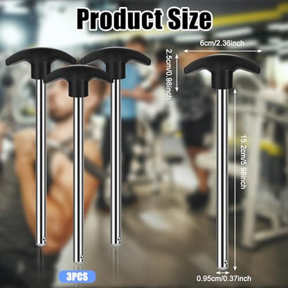 3pcs Weight Stack Pin, Gym Pins for Weight Stack,Weight Lifting Pins for Universal Home Commercial Gym Strength Training Equipment Machine Pin Insert Accessories（3/8 " Diameter / 6 " Locking Space）
