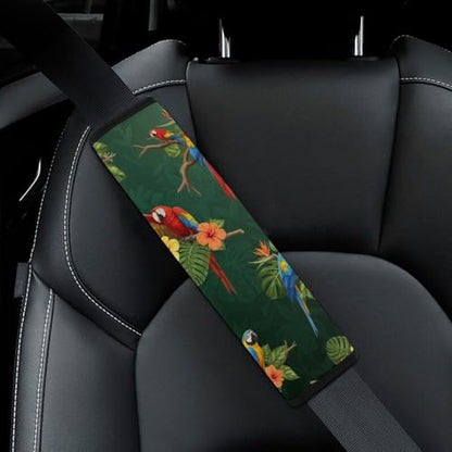 2PCS Parrot Tropical Birds Botanical Seat Belt Shoulder Pad Soft Padded Harness Pads Strap for Adults and Children, All Vehicles, Anti-Slip Pad - color: Pattern 1234