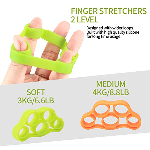 3Pcs Hand Grip Strength Balls with 2Pcs Finger Strengthener,hand ball balls | Wrist Grip Strengthener Trainer, Stress Relief Balls Trainеr Hand Balls, Hand Exerciser Squeezer for Adults Hand Workout