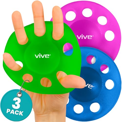 Vive Finger Exerciser Strengthener (3 Pack) - Hand Therapy Equipment | Grip Strength - Extensor Forearm Trainer Kit - Occupational Stretcher Balls for Fingers, Arthritis, Carpal Tunnel, Guitar