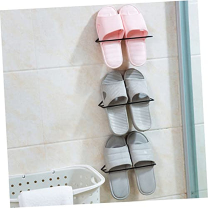 2pcs Wall Mounted Wrought Iron Shoe Rack for Slippers and Sneakers Storage Organizer Space-saving for Tidy Homes