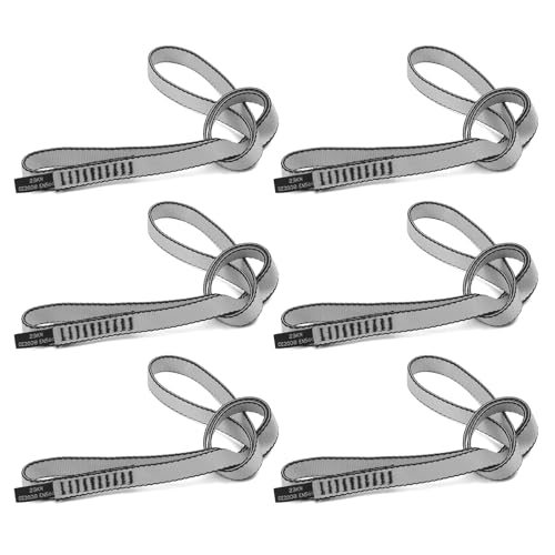18MM Nylon Climbing Sling Runner 23KN CE2008/EN566 Strong Webbing Straps for Rock Climbing,Mountaineering, Rappelling, Swing, Yoga Hammock etc - color: Grey, size: 60cm/ 24inch |Pack of 6
