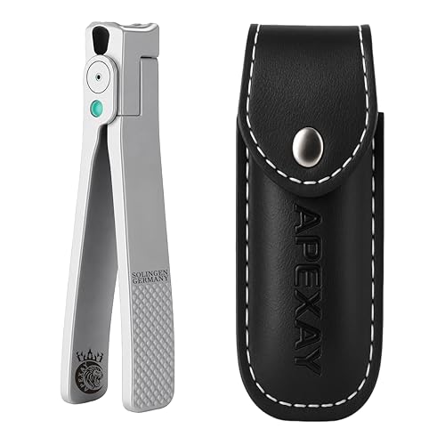 Made in Solingen, Germany - Apexay Professional Nail Clipper – Surgical Stainless Steel | Travel-Size Manicure & Pedicure Tool in Genuine Leather Case | Ethically Made in Solingen, Germany. (Grey) - color: Grey