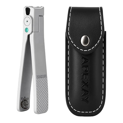 Made in Solingen, Germany - Apexay Professional Nail Clipper – Surgical Stainless Steel | Travel-Size Manicure & Pedicure Tool in Genuine Leather Case | Ethically Made in Solingen, Germany. (Grey) - color: Grey