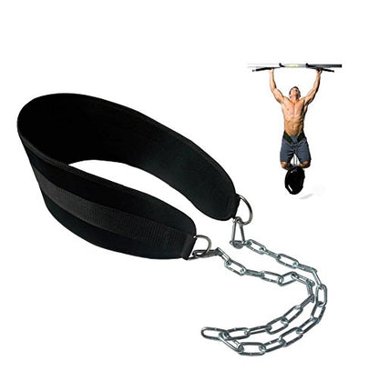 Pull-up Belt Weighted Dip Belt with Chain Double D-ring Weightlifting Back Support Strap Home Gym Equipment Waist Belt - color: Double D-ring