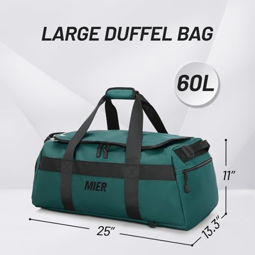 MIER Men's 60L Gym Duffle Bag Large Weekender Travel Duffel Backpack, Dark Teal - color: Dark Teal