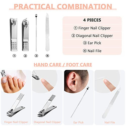 Geosar 12 Sets Manicure Gifts Bulk Nail Clippers Pedicure Kit Stainless Steel Professional Pedicure Grooming Kits Nail Care Tools with Travel Case for Women Men Hand Foot Birthday(Pink) - color: Pink