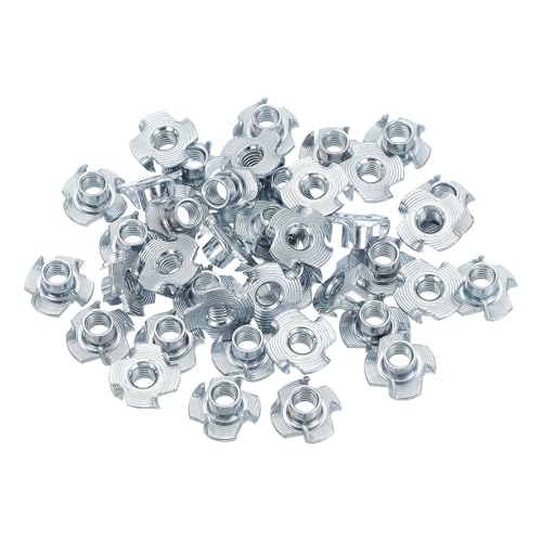 PATIKIL M5 T-Nuts, 60 Pcs Zinc Plated Steel 4-Pronged Tee Blind Nut 8 mm Length Four-jaw t Nuts Threaded Inserts Hardware for Wood Furniture Cabinetry Rock Climbing Holds - size: 8 mm