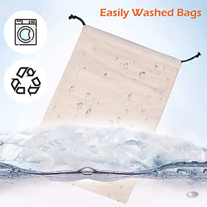 MISSLO Cotton Breathable Dust-proof Drawstring Storage Pouch Bag (Pack 3 XL) - size: XL