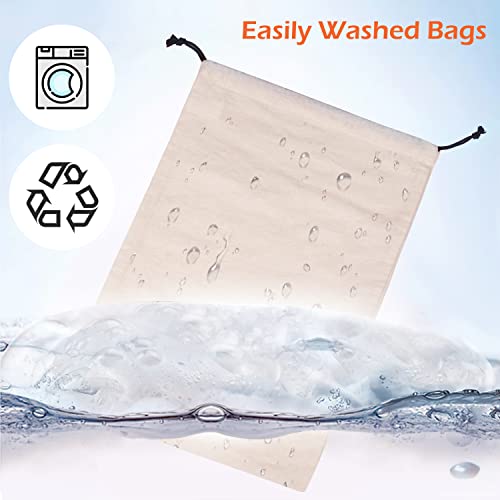 MISSLO Cotton Breathable Dust-proof Drawstring Storage Pouch Bag (Pack 3 L) - size: L