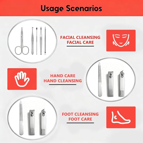 8 Pcs Manicure Set, Professional Portable Nail Care Kit with Nail Clippers, Nail Trimmer, and Grooming Tools for Home and Travel Use - color: 8 Pcs Wine Red