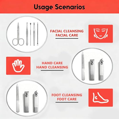 8 Pcs Manicure Set, Professional Portable Nail Care Kit with Nail Clippers, Nail Trimmer, and Grooming Tools for Home and Travel Use - color: 8 Pcs Wine Red