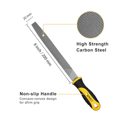 TARIST 8 inch Flat Metal File, Professional Carbon Steel file, Tool Sharpener for Professionals and DIY - size: 8 inch
