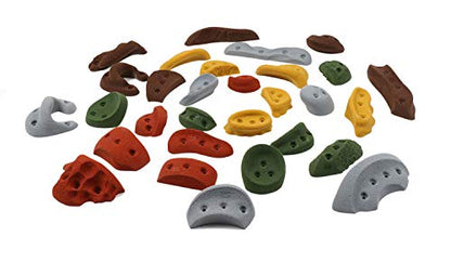 Atomik Rock Climbing Holds Set of 30 Screw On Pack in Assorted Earth Tones