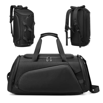 reeyee 40L Travel Duffle Bag for Men, Authentic Cordura Waterproof Gym Bag with Shoe Compartment & Wet Pocket, 3-in-1 Convertible Weekender Carry On Backpack for Sports, Hiking & Camping