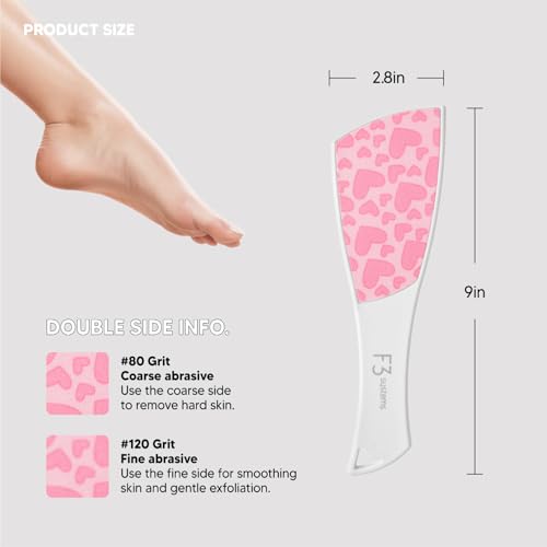 S-Line Emery Foot File(Pink Heart), Colossal Double-Sided Pedicure Tool, Effective for Cracked Heel, Ergonomic Design for Easy Grip - color: Pink Heart