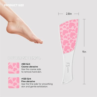 S-Line Emery Foot File(Pink Heart), Colossal Double-Sided Pedicure Tool, Effective for Cracked Heel, Ergonomic Design for Easy Grip - color: Pink Heart